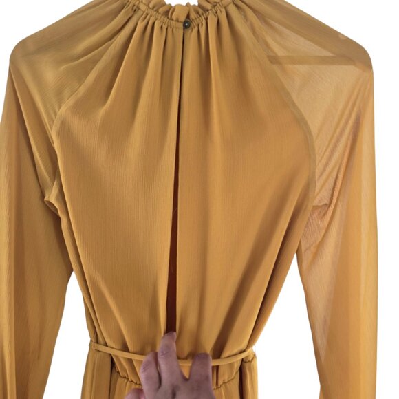 WAYF Long Sleeve Mustard Romper ruffle hem open back‎ size XS - Picture 9 of 11